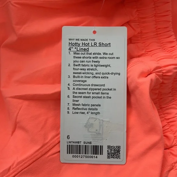 ⚠️SOLD⚠️Lululemon Hotty Hot Shorts Low Rise 4” - Sunset - Women’s Size 6 - Picture 8 of 10